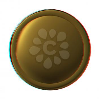 Golden Web button isolated on white background. 3D illustration. Anaglyph. View with red/cyan glasses to see in 3D.