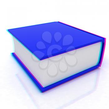 Book on a white background. 3D illustration. Anaglyph. View with red/cyan glasses to see in 3D.