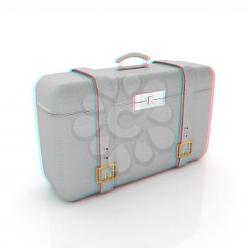 traveler's suitcase . 3D illustration. Anaglyph. View with red/cyan glasses to see in 3D.