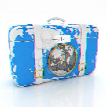 Suitcase for travel. 3D illustration. Anaglyph. View with red/cyan glasses to see in 3D.