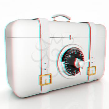 suitcase-safe.. 3D illustration. Anaglyph. View with red/cyan glasses to see in 3D.