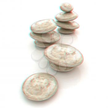 Glossy spa stones. 3d icon . 3D illustration. Anaglyph. View with red/cyan glasses to see in 3D.