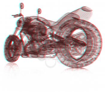 3d sport bike background. 3D illustration. Anaglyph. View with red/cyan glasses to see in 3D.