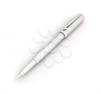 Metall corporate pen design . 3D illustration. Anaglyph. View with red/cyan glasses to see in 3D.