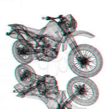 3d sport motocross bike. 3D illustration. Anaglyph. View with red/cyan glasses to see in 3D.