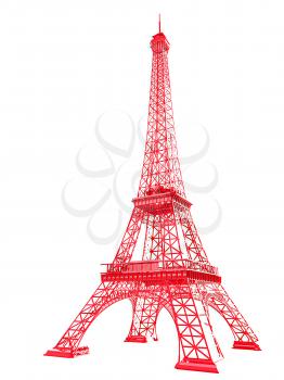 3d Eiffel Tower render. 3D illustration. Anaglyph. View with red/cyan glasses to see in 3D.