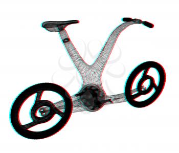 3d modern bike concept. 3D illustration. Anaglyph. View with red/cyan glasses to see in 3D.