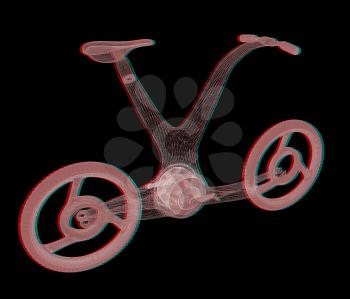 3d modern bike concept. 3D illustration. Anaglyph. View with red/cyan glasses to see in 3D.