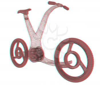 3d modern bike concept. 3D illustration. Anaglyph. View with red/cyan glasses to see in 3D.