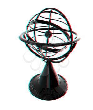 Terrestrial globe model . 3D illustration. Anaglyph. View with red/cyan glasses to see in 3D.