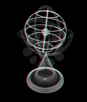 Terrestrial globe model . 3D illustration. Anaglyph. View with red/cyan glasses to see in 3D.