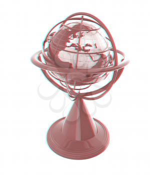 Terrestrial globe model . 3D illustration. Anaglyph. View with red/cyan glasses to see in 3D.