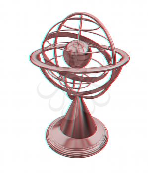 Terrestrial globe model . 3D illustration. Anaglyph. View with red/cyan glasses to see in 3D.