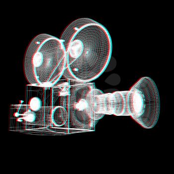 Old camera. 3d render. 3D illustration. Anaglyph. View with red/cyan glasses to see in 3D.