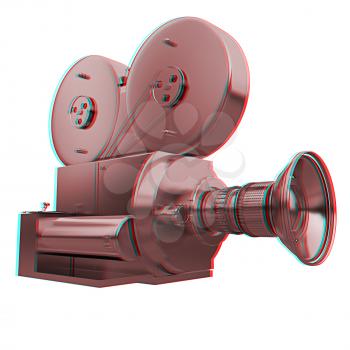 Old camera. 3d render. 3D illustration. Anaglyph. View with red/cyan glasses to see in 3D.