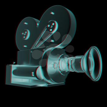 Old camera. 3d render. 3D illustration. Anaglyph. View with red/cyan glasses to see in 3D.