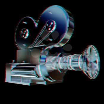 Old camera. 3d render. 3D illustration. Anaglyph. View with red/cyan glasses to see in 3D.