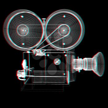 Old camera. 3d render. 3D illustration. Anaglyph. View with red/cyan glasses to see in 3D.