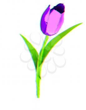 Tulip flower. 3D illustration. Anaglyph. View with red/cyan glasses to see in 3D.