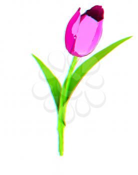 Tulip flower. 3D illustration. Anaglyph. View with red/cyan glasses to see in 3D.