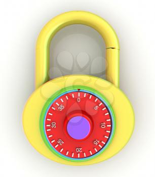 pad lock. 3D illustration. Anaglyph. View with red/cyan glasses to see in 3D.