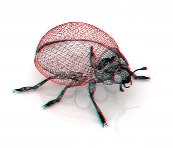 beetle. 3D illustration. Anaglyph. View with red/cyan glasses to see in 3D.