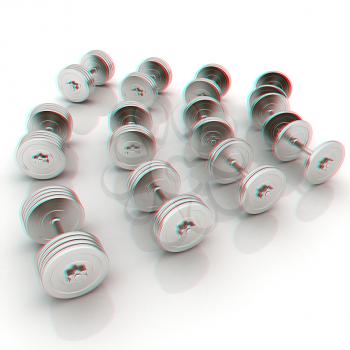 Fitness dumbbells. 3D illustration. Anaglyph. View with red/cyan glasses to see in 3D.