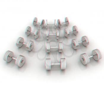 Fitness dumbbells. 3D illustration. Anaglyph. View with red/cyan glasses to see in 3D.