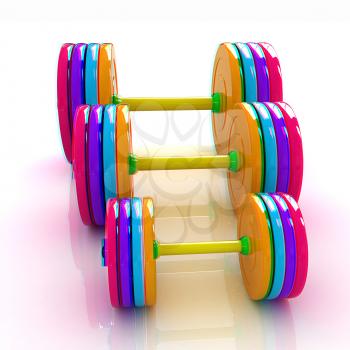 Fitness dumbbells. 3D illustration. Anaglyph. View with red/cyan glasses to see in 3D.