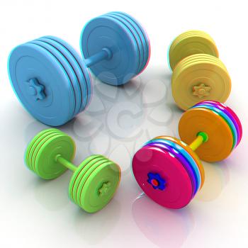 Fitness dumbbells. 3D illustration. Anaglyph. View with red/cyan glasses to see in 3D.