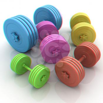 Fitness dumbbells. 3D illustration. Anaglyph. View with red/cyan glasses to see in 3D.