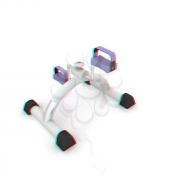 Exercise bike - fitness salon equipment. 3D illustration. Anaglyph. View with red/cyan glasses to see in 3D.