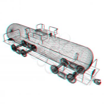 3D model cistern car. 3D illustration. Anaglyph. View with red/cyan glasses to see in 3D.