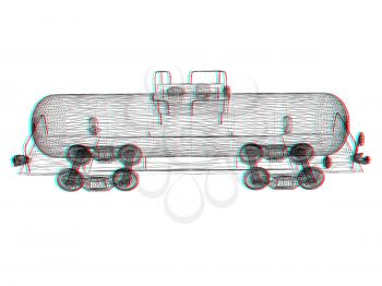 3D model cistern car. 3D illustration. Anaglyph. View with red/cyan glasses to see in 3D.