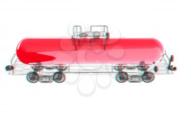 3D model cistern car. 3D illustration. Anaglyph. View with red/cyan glasses to see in 3D.