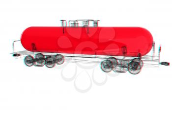 3D model cistern car. 3D illustration. Anaglyph. View with red/cyan glasses to see in 3D.