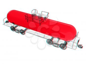 3D model cistern car. 3D illustration. Anaglyph. View with red/cyan glasses to see in 3D.