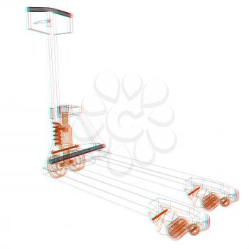 3d model pallet jack. 3D illustration. Anaglyph. View with red/cyan glasses to see in 3D.