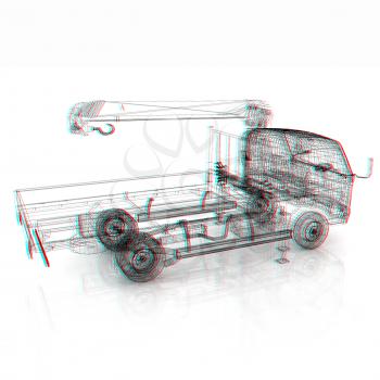 3d model truck. 3D illustration. Anaglyph. View with red/cyan glasses to see in 3D.