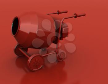 Concrete mixer. 3D illustration. Anaglyph. View with red/cyan glasses to see in 3D.