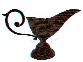 Vase in the eastern style. 3D illustration. Anaglyph. View with red/cyan glasses to see in 3D.