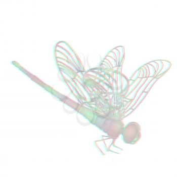 Dragonfly. 3D illustration. Anaglyph. View with red/cyan glasses to see in 3D.