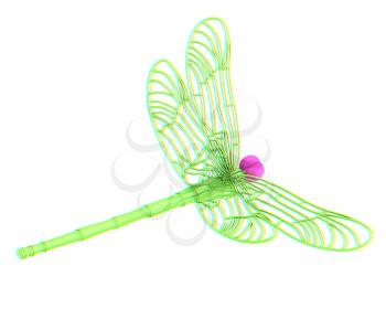 Dragonfly. 3D illustration. Anaglyph. View with red/cyan glasses to see in 3D.