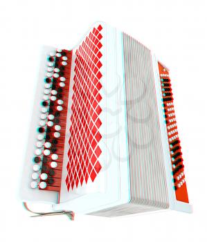 Musical instruments - bayan. 3D illustration. Anaglyph. View with red/cyan glasses to see in 3D.