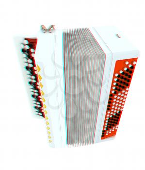 Musical instruments - bayan. 3D illustration. Anaglyph. View with red/cyan glasses to see in 3D.