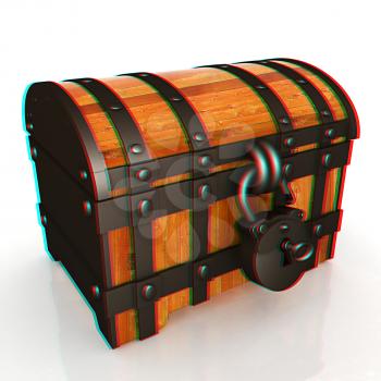 The chest. 3D illustration. Anaglyph. View with red/cyan glasses to see in 3D.