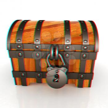 The chest. 3D illustration. Anaglyph. View with red/cyan glasses to see in 3D.