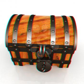 The chest. 3D illustration. Anaglyph. View with red/cyan glasses to see in 3D.