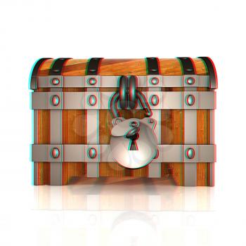 The chest. 3D illustration. Anaglyph. View with red/cyan glasses to see in 3D.
