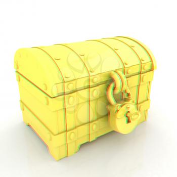 The chest. 3D illustration. Anaglyph. View with red/cyan glasses to see in 3D.